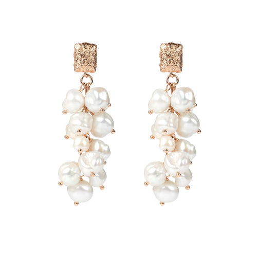 Festive Pearls Earrings - Rose Gold and Silver